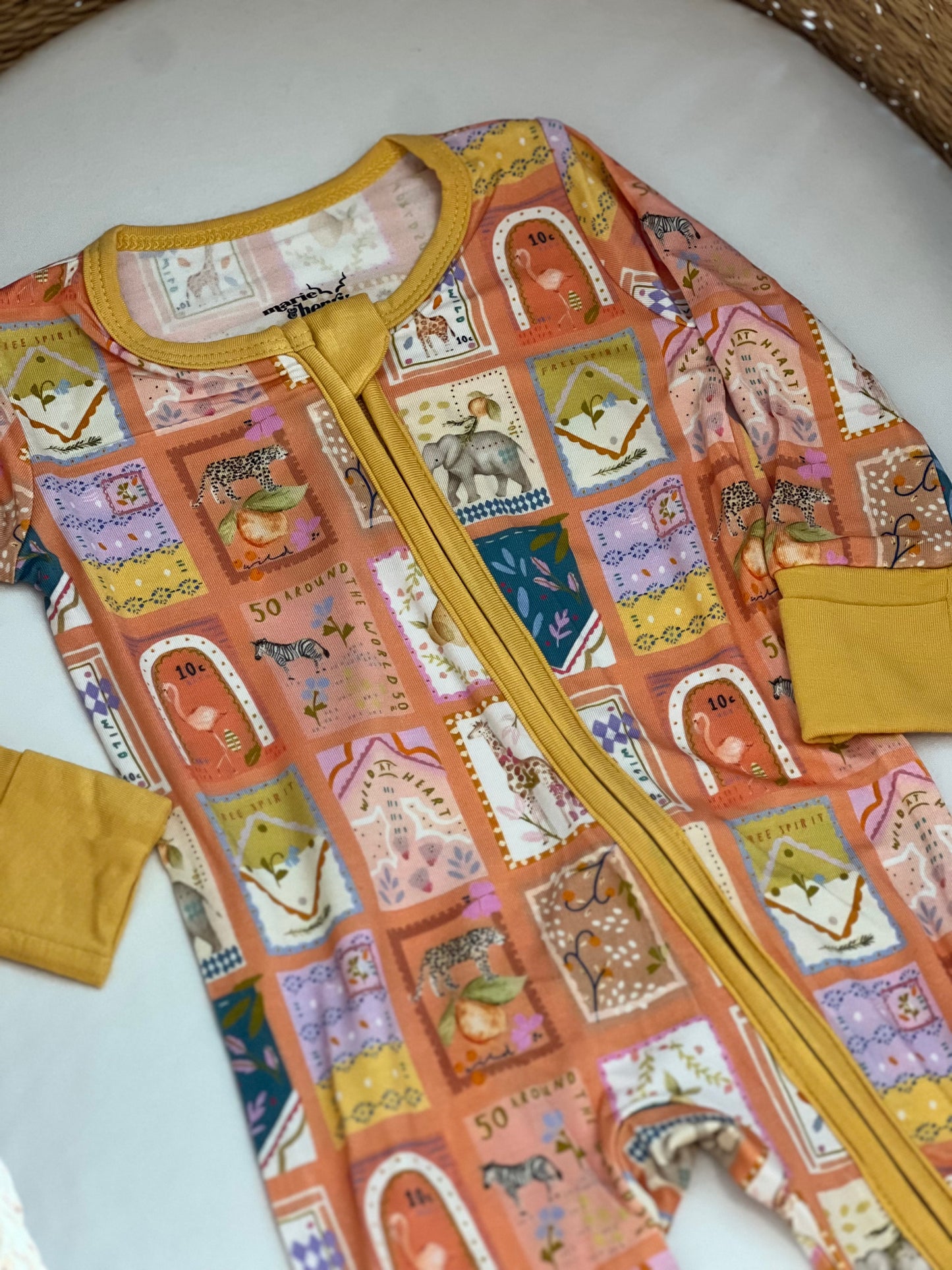Safari Stamps Zip Romper