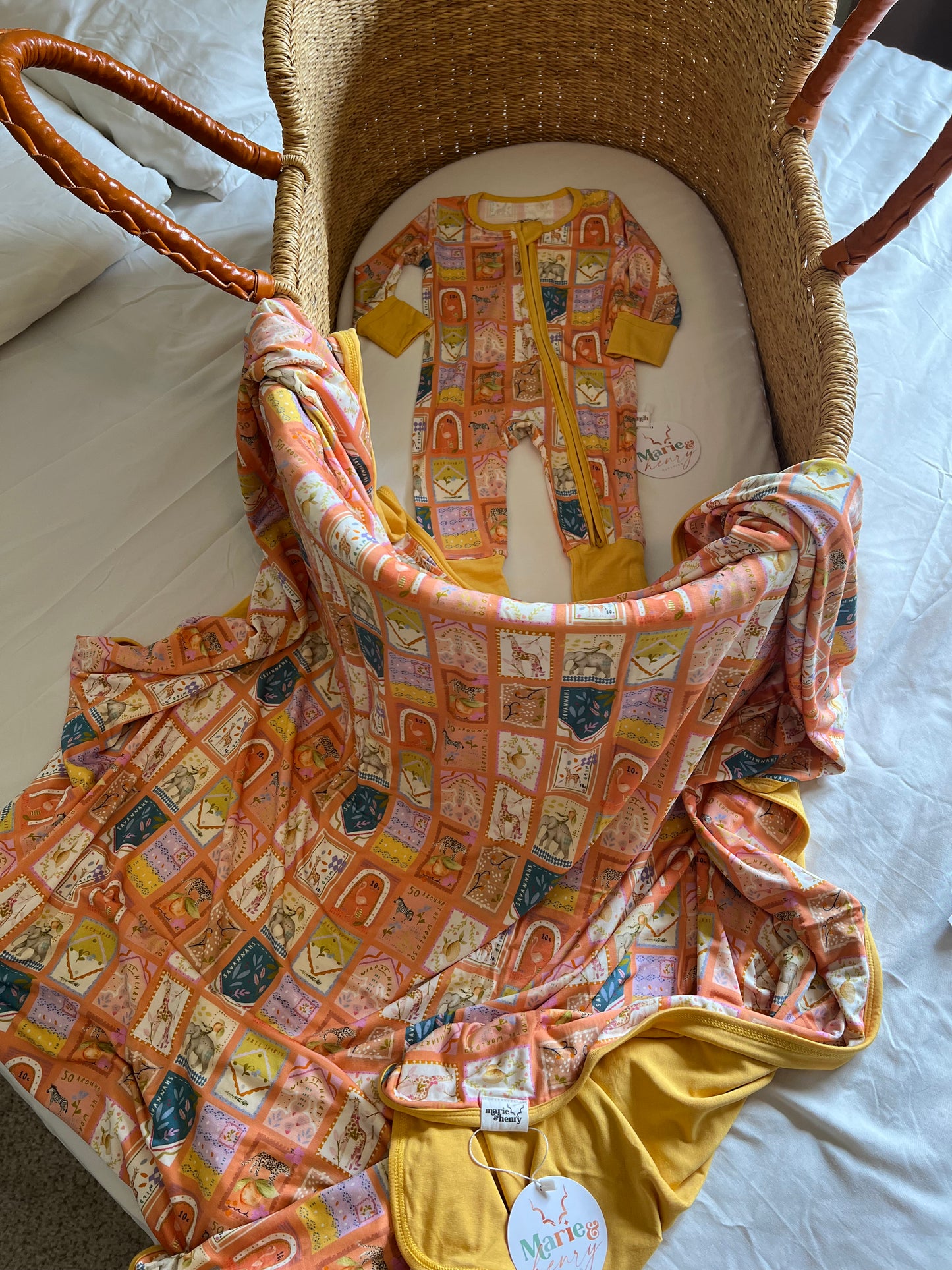 Safari Stamps Zip Romper