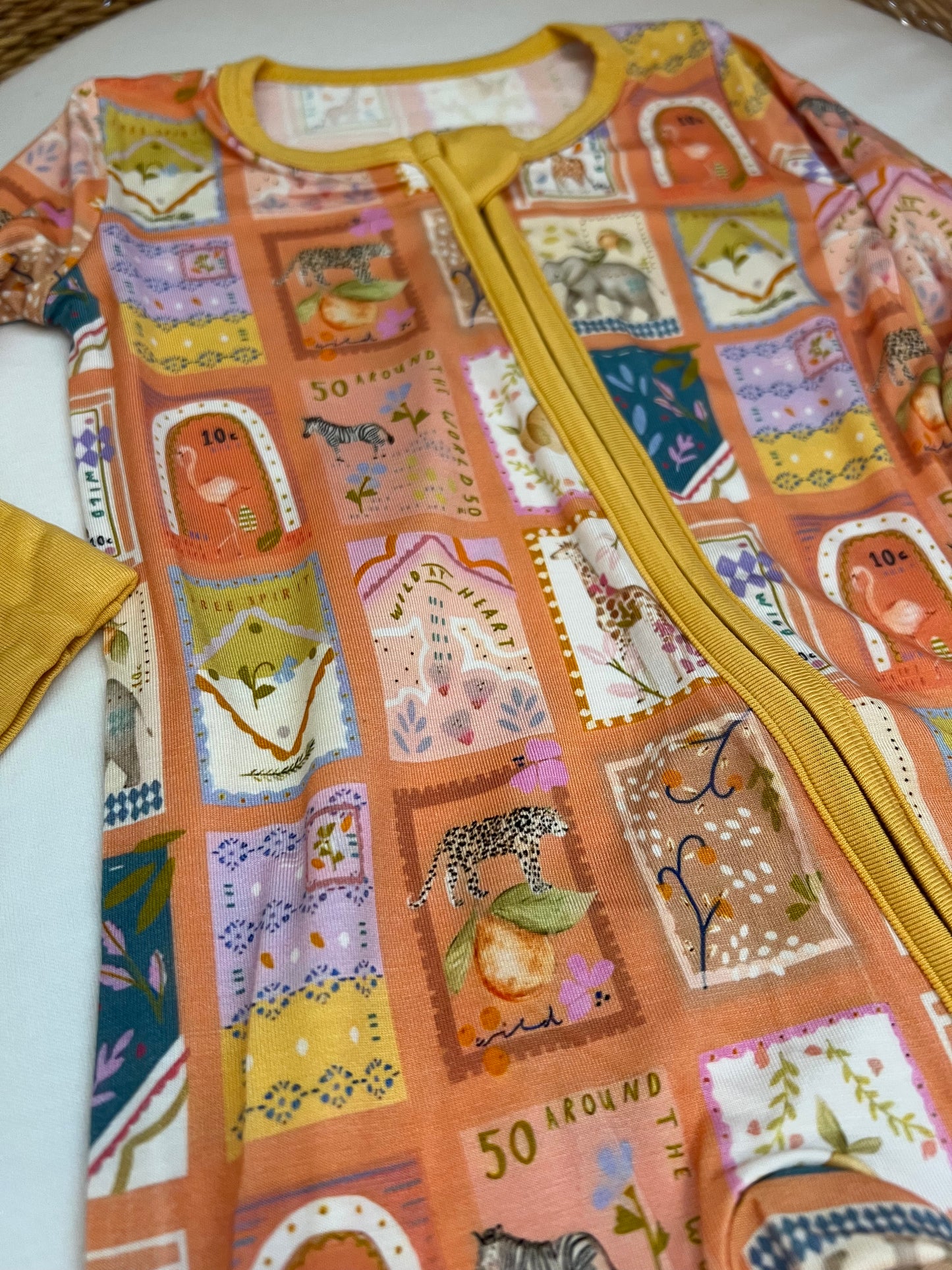 Safari Stamps Zip Romper