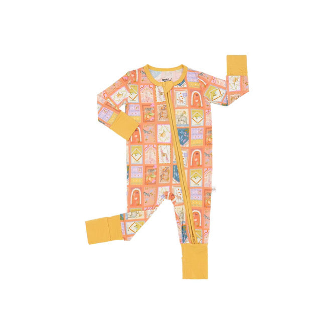 Safari Stamps Zip Romper